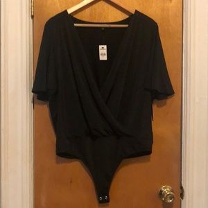 EXPRESS Satin Flutter Sleeve Bodysuit - NWT